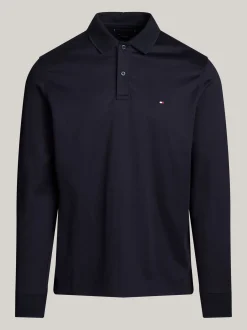 Koszulki Polo*Tommy Hilfiger Żakardowa Koszulka Polo Z Długim Rękawem DESERT SKY