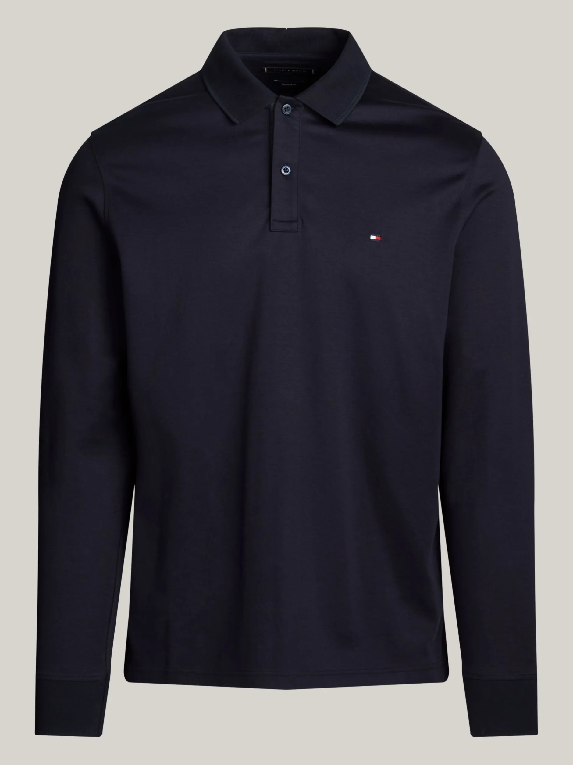 Koszulki Polo*Tommy Hilfiger Żakardowa Koszulka Polo Z Długim Rękawem DESERT SKY