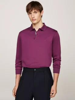 Koszulki Polo*Tommy Hilfiger Żakardowa Koszulka Polo Z Długim Rękawem HERITAGE PLUM