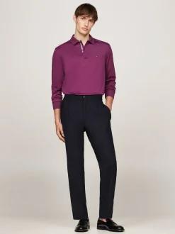 Koszulki Polo*Tommy Hilfiger Żakardowa Koszulka Polo Z Długim Rękawem HERITAGE PLUM