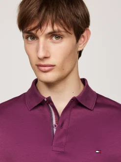 Koszulki Polo*Tommy Hilfiger Żakardowa Koszulka Polo Z Długim Rękawem HERITAGE PLUM