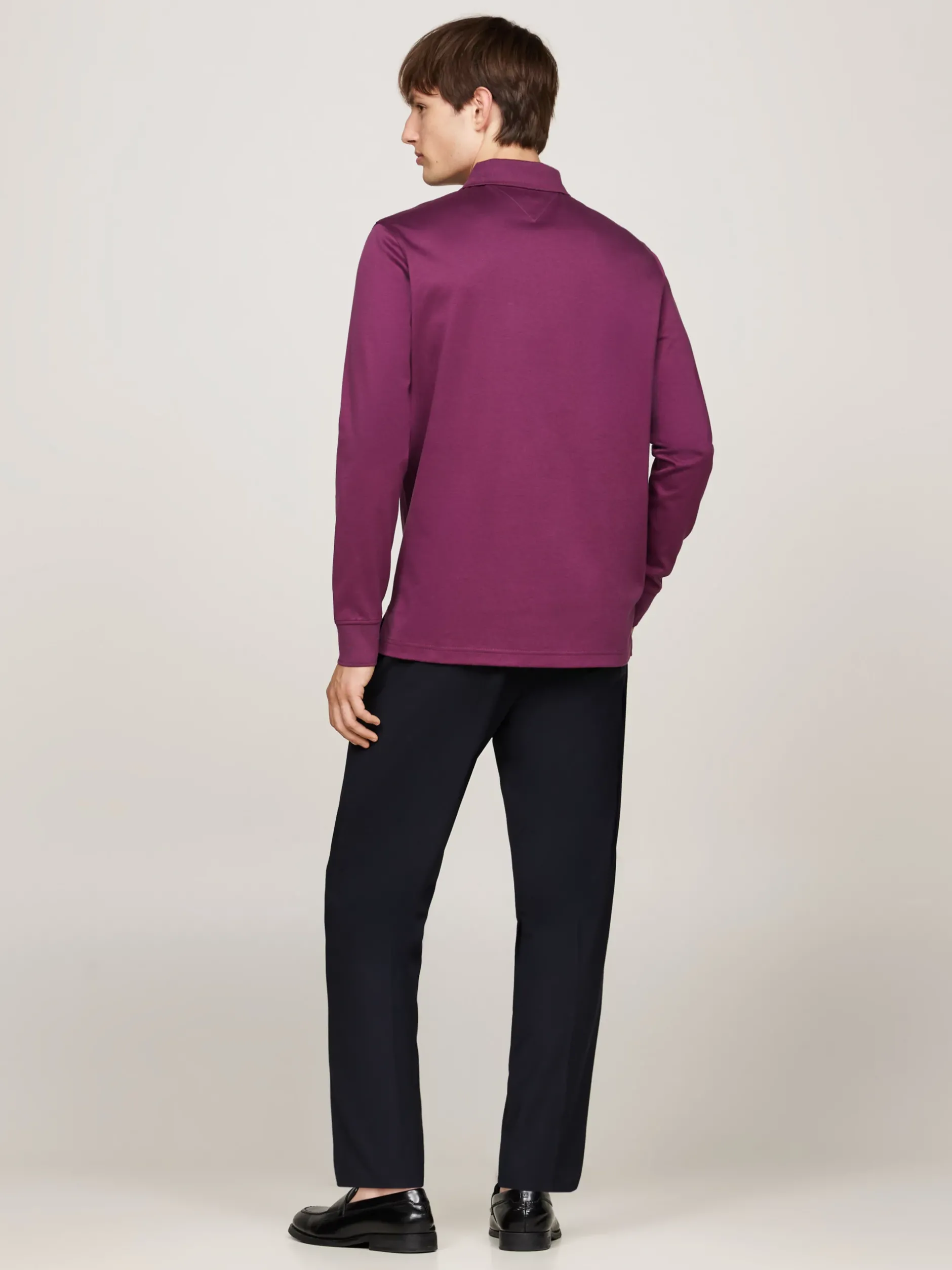 Koszulki Polo*Tommy Hilfiger Żakardowa Koszulka Polo Z Długim Rękawem HERITAGE PLUM