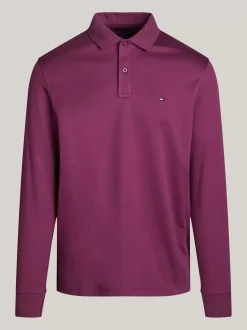 Koszulki Polo*Tommy Hilfiger Żakardowa Koszulka Polo Z Długim Rękawem HERITAGE PLUM