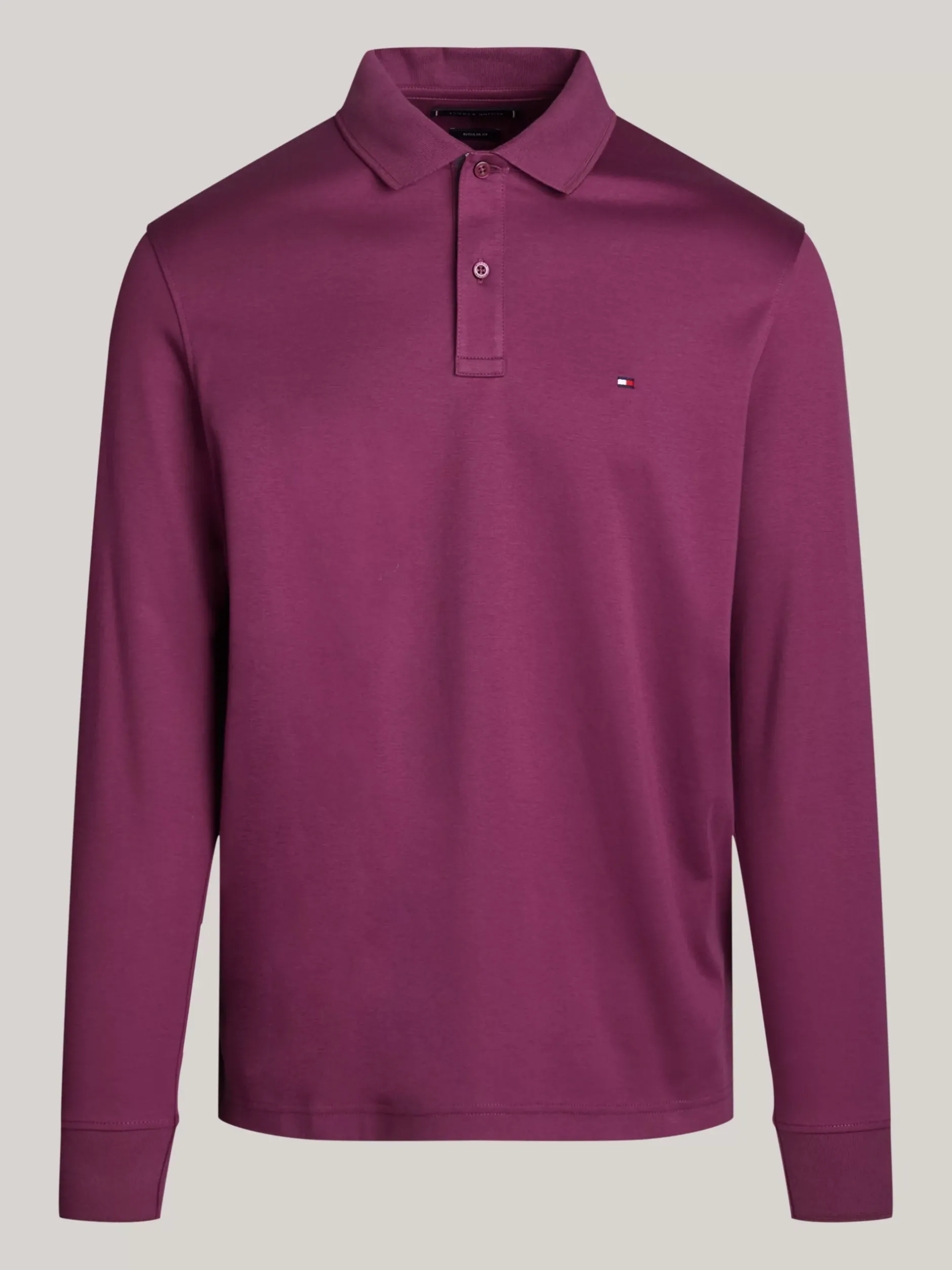 Koszulki Polo*Tommy Hilfiger Żakardowa Koszulka Polo Z Długim Rękawem HERITAGE PLUM