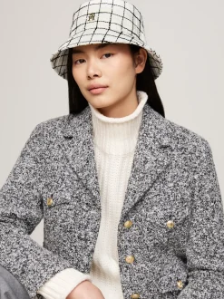 Czapki I Szaliki*Tommy Hilfiger Żakardowy Kapelusz Rybacki Z Domieszką Wełny ANCIENT WHITE