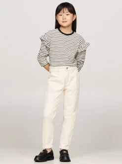 Spodnie, Szorty I Spódnice*Tommy Hilfiger Aksamitne Chinosy O Wąskim Kroju ANCIENT WHITE
