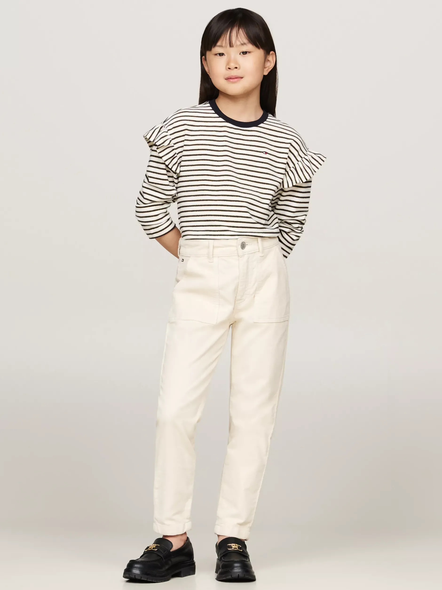 Spodnie, Szorty I Spódnice*Tommy Hilfiger Aksamitne Chinosy O Wąskim Kroju ANCIENT WHITE