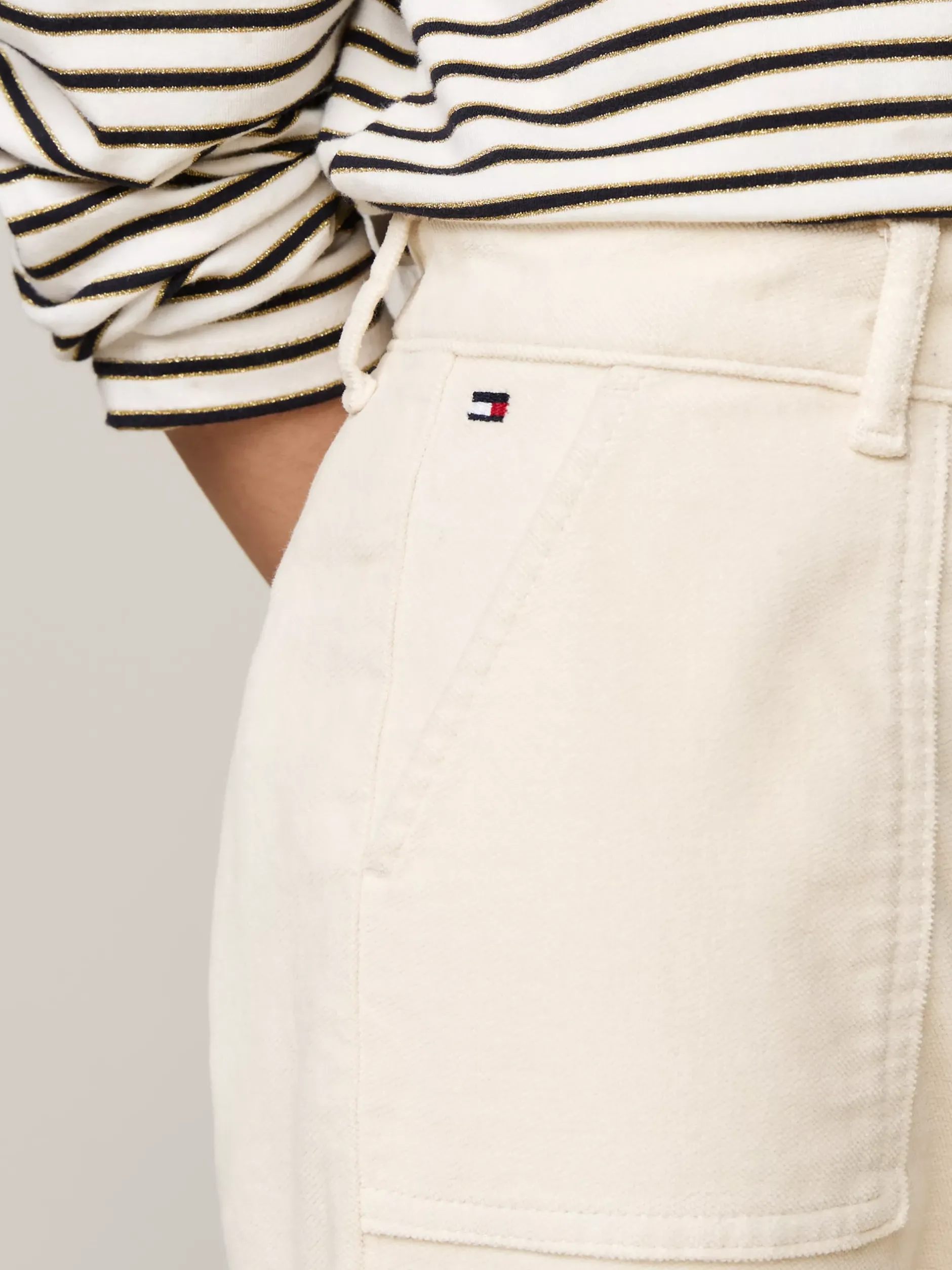 Spodnie, Szorty I Spódnice*Tommy Hilfiger Aksamitne Chinosy O Wąskim Kroju ANCIENT WHITE