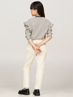Spodnie, Szorty I Spódnice*Tommy Hilfiger Aksamitne Chinosy O Wąskim Kroju ANCIENT WHITE