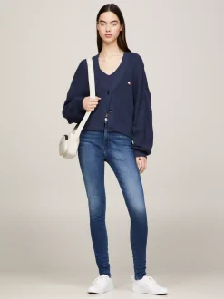 Jeansy*Tommy Hilfiger Bardzo Obcisłe Jeansy Sylvia Z Wysokim Stanem NEW NICEVILLE MID BLUE STRETCH