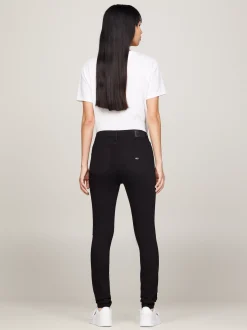 Jeansy*Tommy Hilfiger Bardzo Obcisłe Jeansy Sylvia Z Wysokim Stanem STATEN BLACK STRETCH