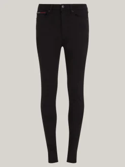 Jeansy*Tommy Hilfiger Bardzo Obcisłe Jeansy Sylvia Z Wysokim Stanem STATEN BLACK STRETCH