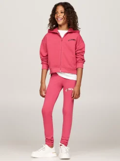 Spodnie, Szorty I Spódnice*Tommy Hilfiger Bardzo Obcisłe Legginsy Z Logo W Stylu Varsity HERITAGE PINK