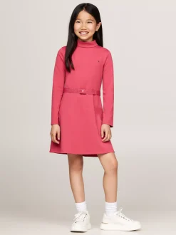 Sukienki*Tommy Hilfiger Bardzo Wąska Sukienka Z Długim Rękawem HERITAGE PINK