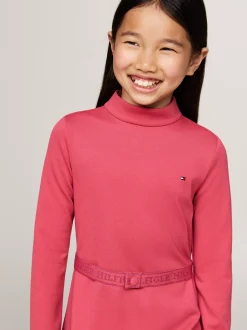 Sukienki*Tommy Hilfiger Bardzo Wąska Sukienka Z Długim Rękawem HERITAGE PINK
