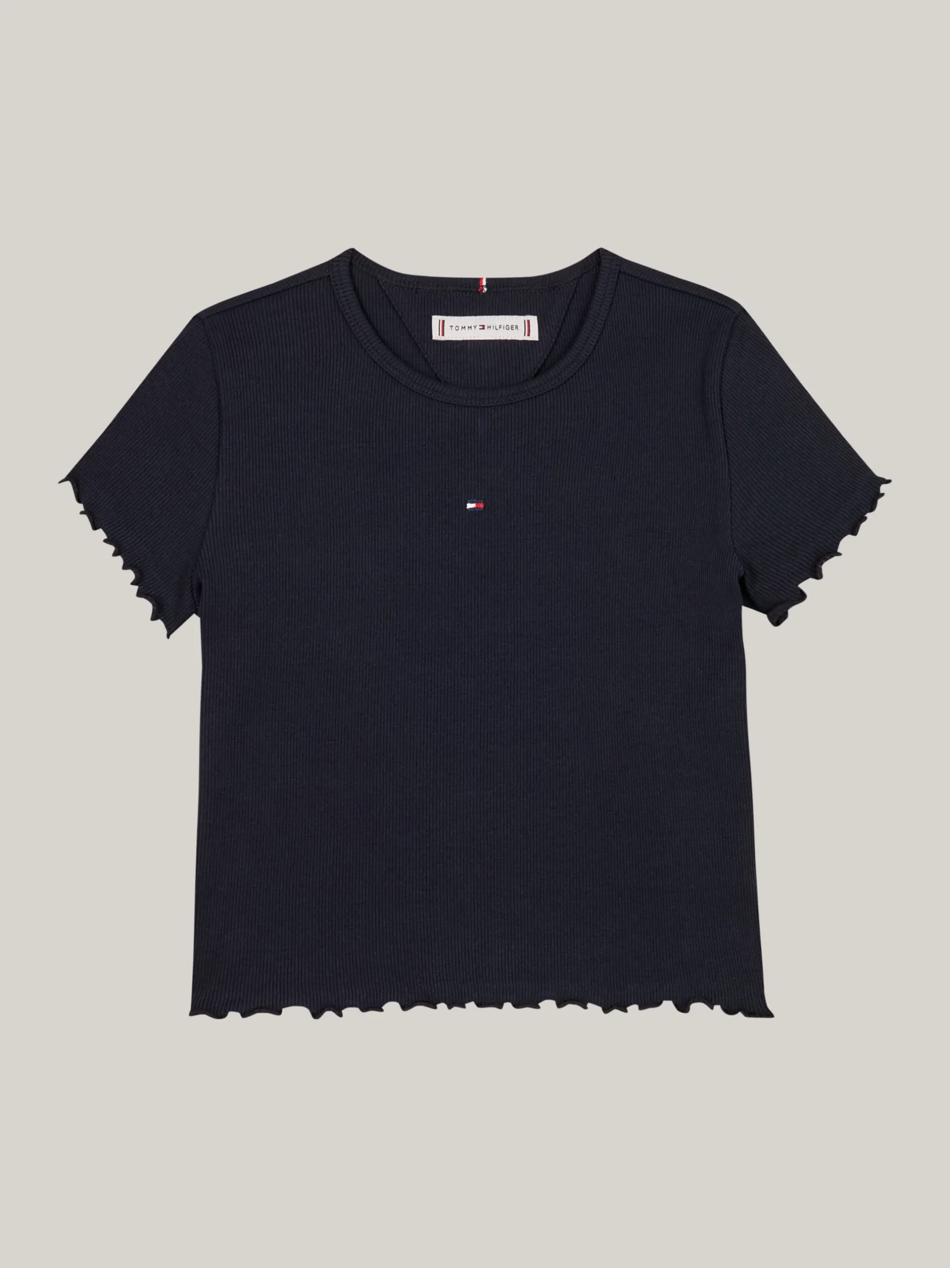 Topy I T-Shirty*Tommy Hilfiger Bardzo Wąski Prążkowany T-shirt DESERT SKY