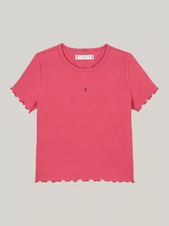 Topy I T-Shirty*Tommy Hilfiger Bardzo Wąski Prążkowany T-shirt HERITAGE PINK