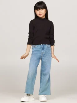 Topy I T-Shirty*Tommy Hilfiger Bardzo Wąski Top Z Półgolfem W Paski BLACK