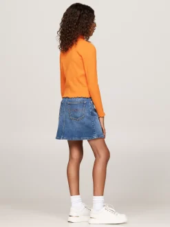 Topy I T-Shirty*Tommy Hilfiger Bardzo Wąski Top Z Półgolfem W Paski ORANGE THUNDER