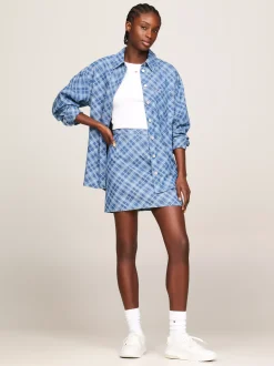 Koszule & Bluzki*Tommy Hilfiger Batystowa Koszula O Luźnym Kroju GRID CHECK CHAMBRAY
