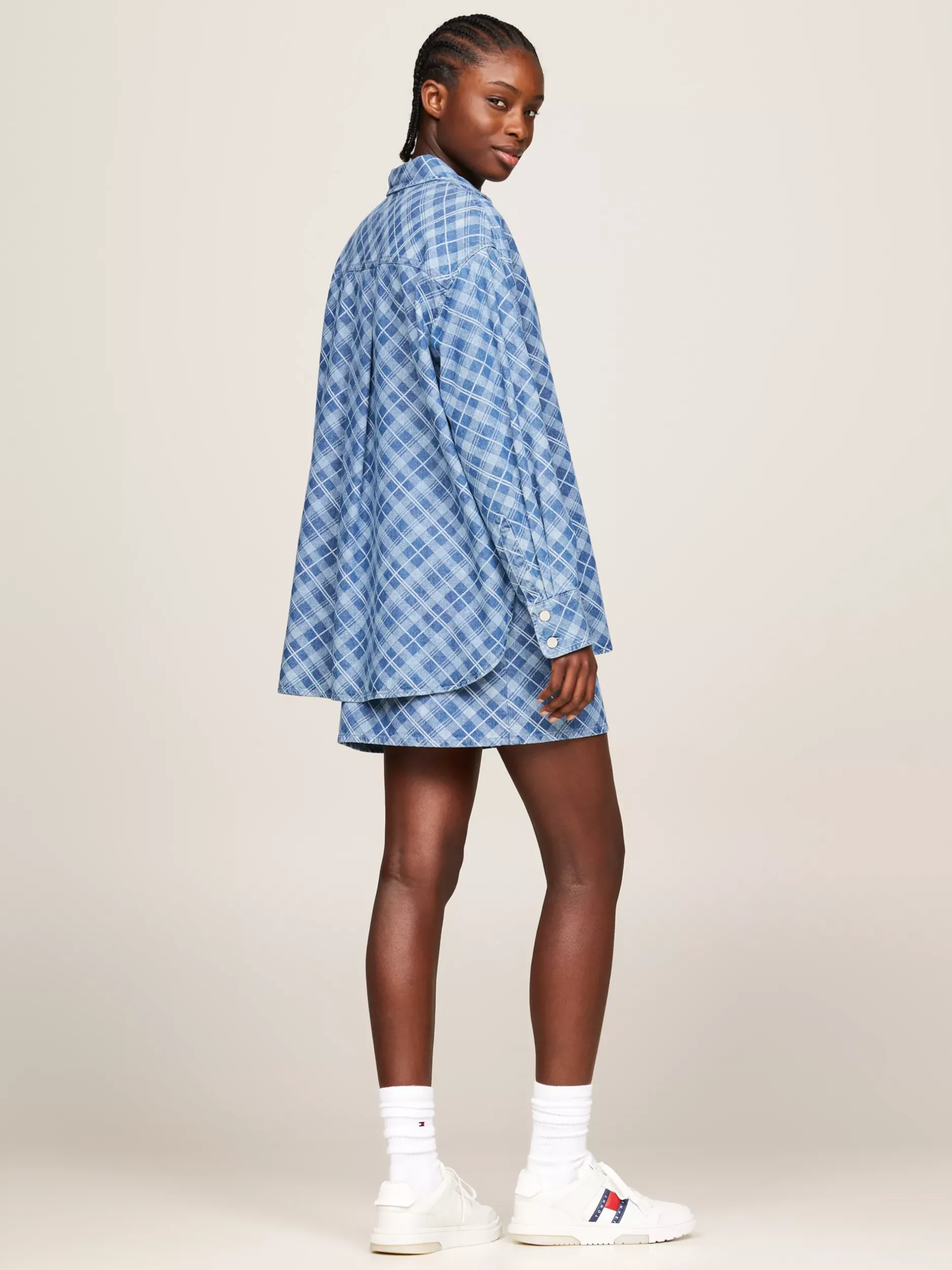 Koszule & Bluzki*Tommy Hilfiger Batystowa Koszula O Luźnym Kroju GRID CHECK CHAMBRAY