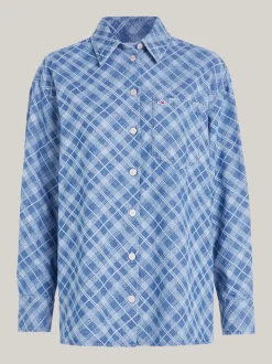 Koszule & Bluzki*Tommy Hilfiger Batystowa Koszula O Luźnym Kroju GRID CHECK CHAMBRAY