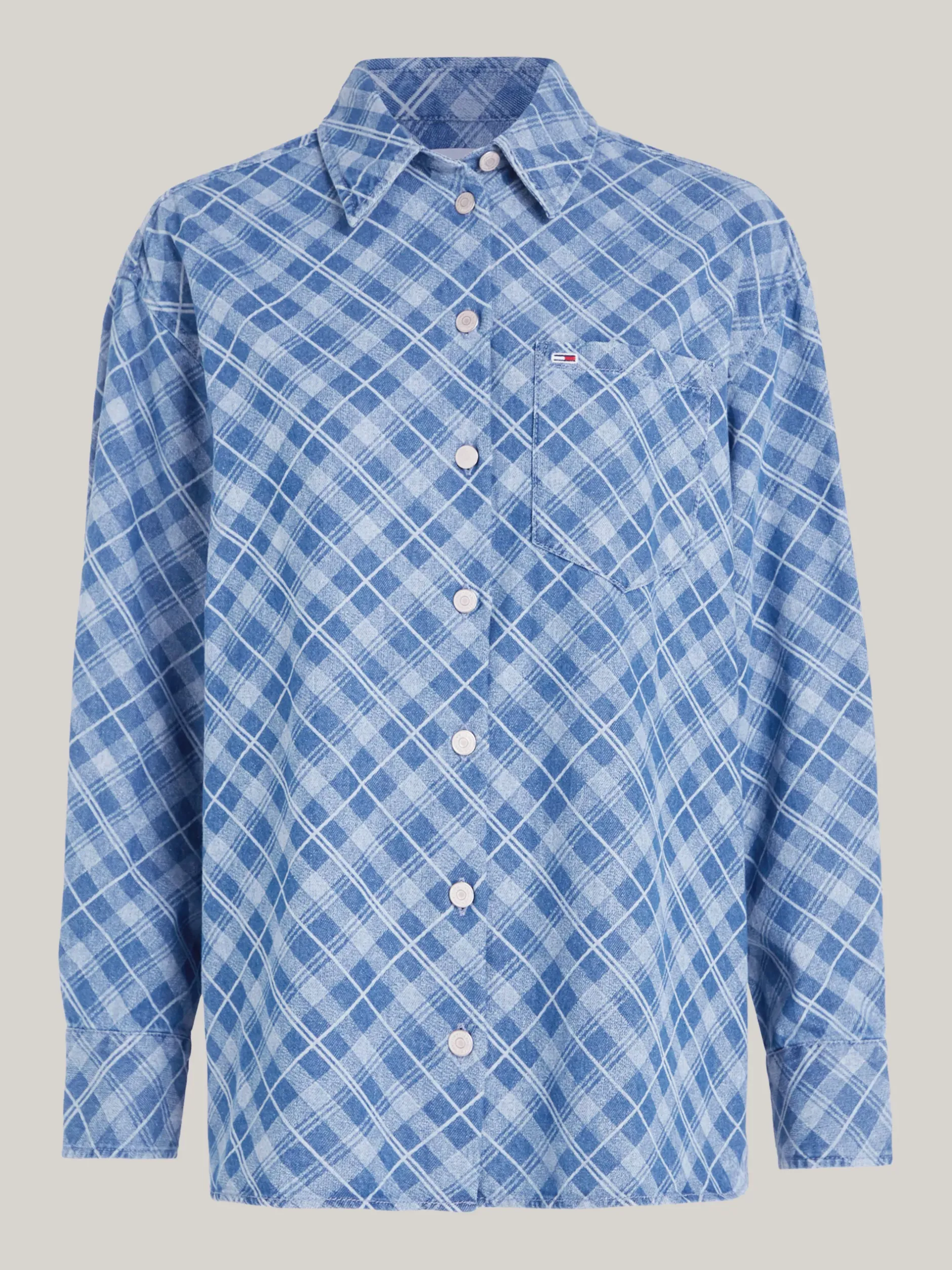 Koszule & Bluzki*Tommy Hilfiger Batystowa Koszula O Luźnym Kroju GRID CHECK CHAMBRAY