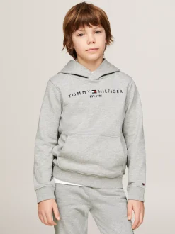 Bluzy Dresowe I Z Kapturem|Bluzy Dresowe I Z Kapturem*Tommy Hilfiger Bawełniana Bluza Essential Z Kapturem I Logo LIGHT GREY HEATHER