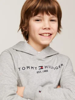 Bluzy Dresowe I Z Kapturem|Bluzy Dresowe I Z Kapturem*Tommy Hilfiger Bawełniana Bluza Essential Z Kapturem I Logo LIGHT GREY HEATHER