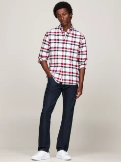 Koszule*Tommy Hilfiger Bawełniana Koszula W Kratę O Regularnym Kroju DEEP ROUGE / MULTI