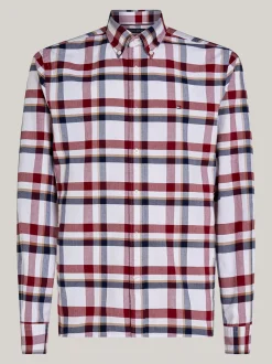 Koszule*Tommy Hilfiger Bawełniana Koszula W Kratę O Regularnym Kroju DEEP ROUGE / MULTI