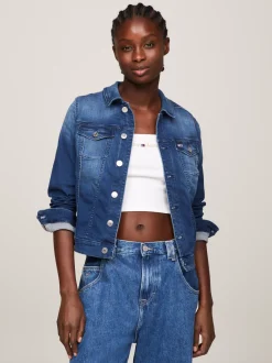 Kurtki & Płaszcze*Tommy Hilfiger Bawełniana Kurtka Jeansowa O Wąskim Kroju NEW NICEVILLE MID BLUE STRETCH