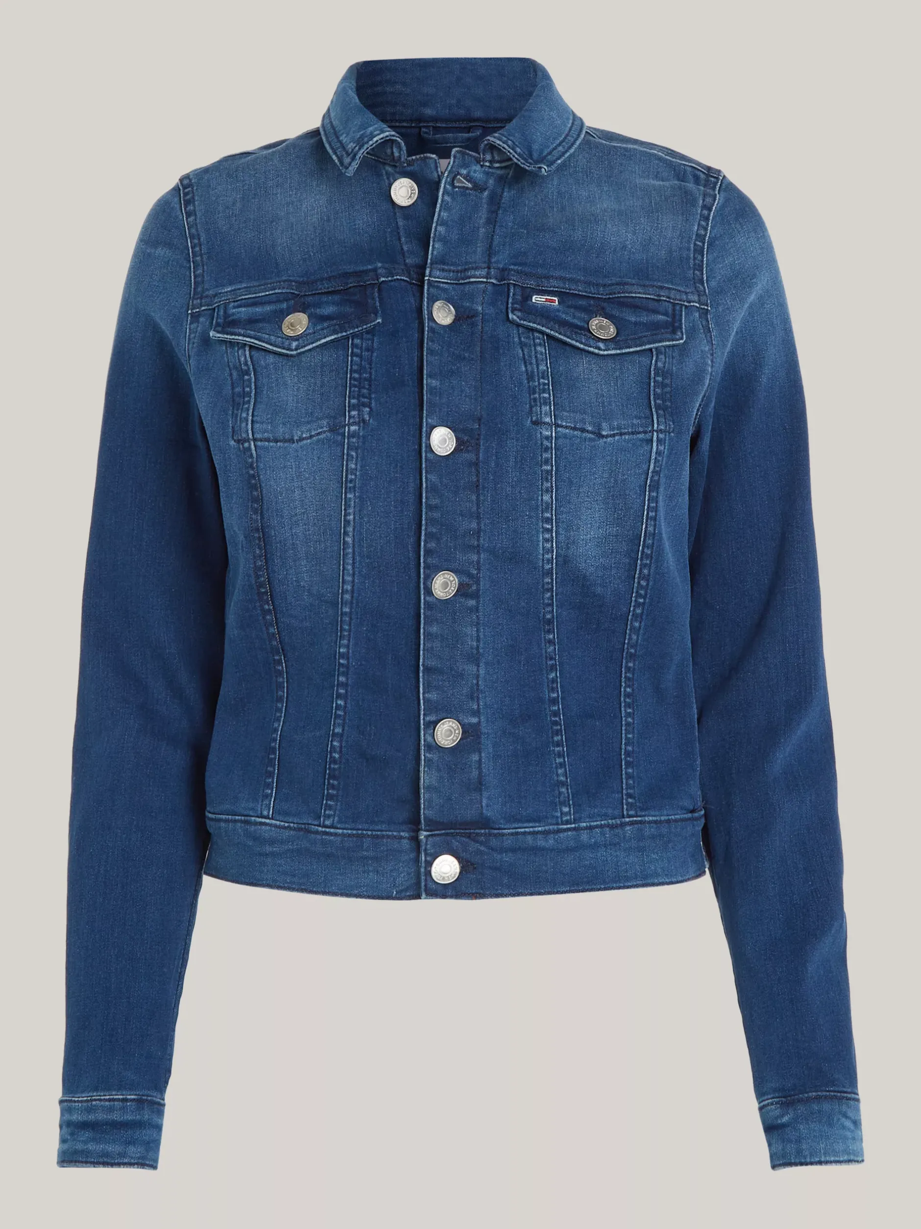 Kurtki & Płaszcze*Tommy Hilfiger Bawełniana Kurtka Jeansowa O Wąskim Kroju NEW NICEVILLE MID BLUE STRETCH