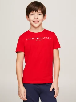 Topy I T-Shirty|T-Shirty I Koszulki Polo*Tommy Hilfiger Bawełniany T-shirt Essential Z Logo DEEP CRIMSON