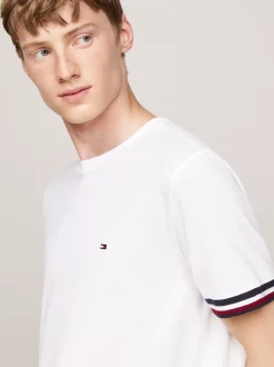 T-Shirty*Tommy Hilfiger Bawełniany T-shirt Global WHITE