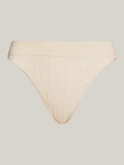 Figi|Bielizna*Tommy Hilfiger Beszwowe Thongi Z Logo Hilfiger Na Pasku CASHMERE CREME