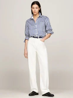 Jeansy*Tommy Hilfiger Białe Jeansy Z Wysokim Stanem ECRU