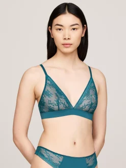 Biustonosze|Bielizna*Tommy Hilfiger Biustonosz Z Trójkątnymi Miseczkami I Koronką MIDNIGHT TURQUOISE