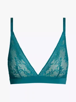 Biustonosze|Bielizna*Tommy Hilfiger Biustonosz Z Trójkątnymi Miseczkami I Koronką MIDNIGHT TURQUOISE