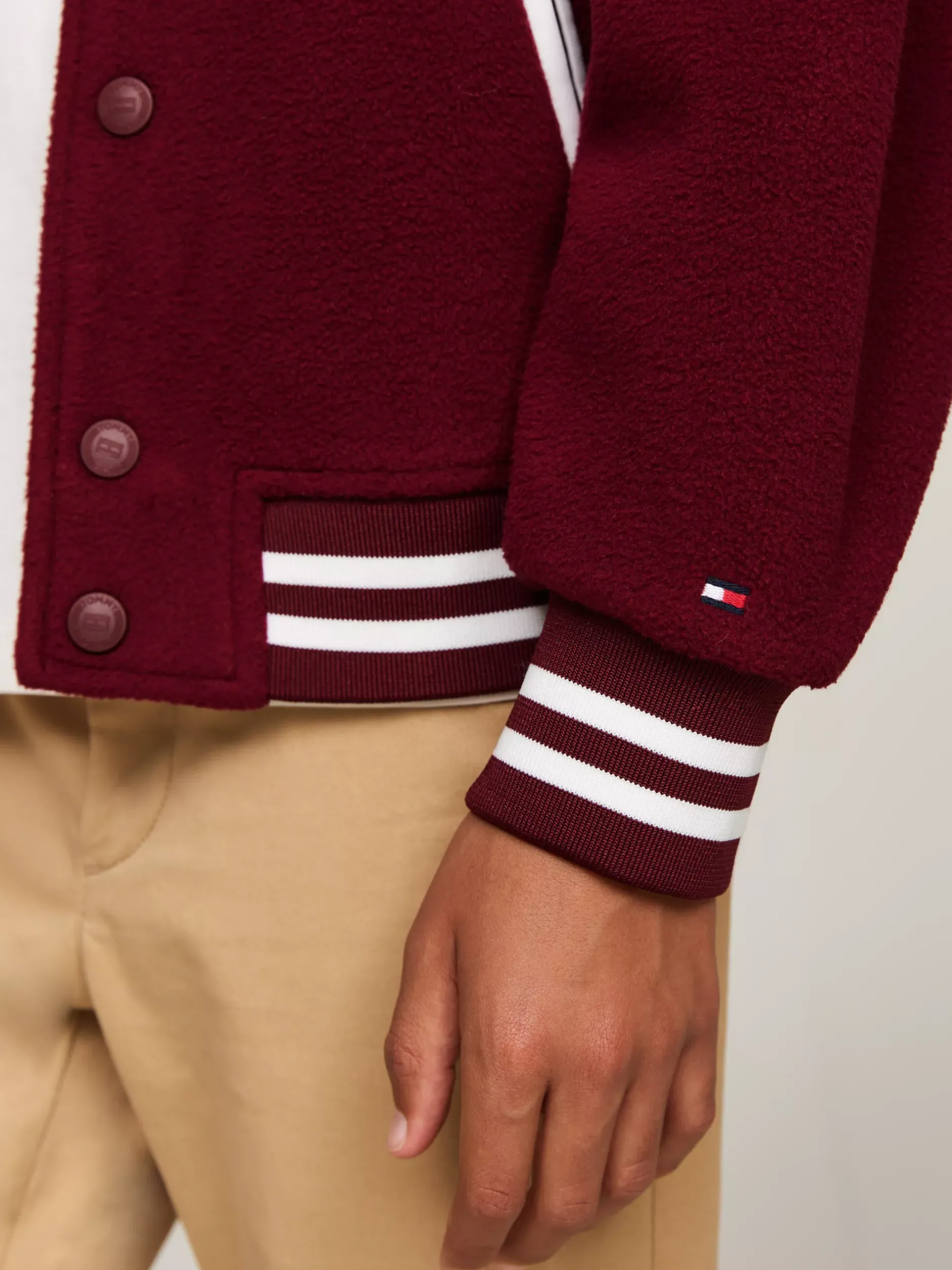 Bluzy Dresowe I Z Kapturem|Bluzy Dresowe I Z Kapturem*Tommy Hilfiger Bluza Bomber Z Polaru DEEP ROUGE