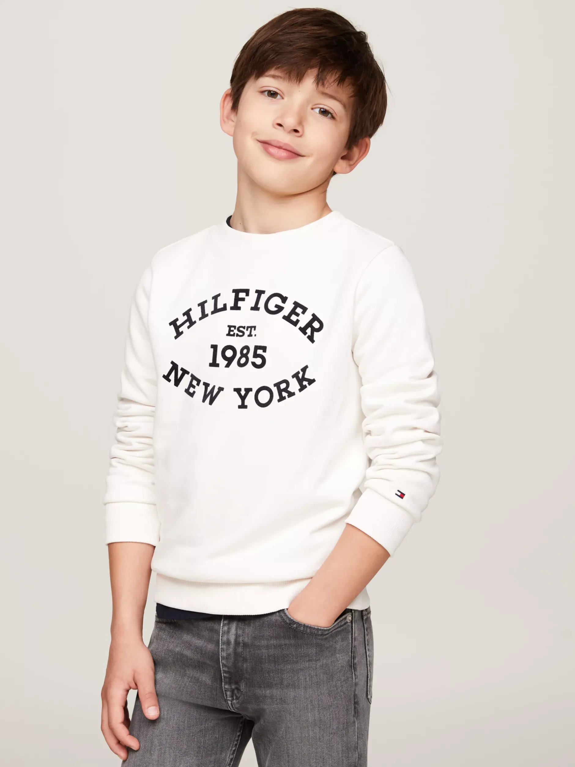 Bluzy Dresowe I Z Kapturem*Tommy Hilfiger Bluza Hilfiger Monotype Z Flokowanym Logo ANCIENT WHITE