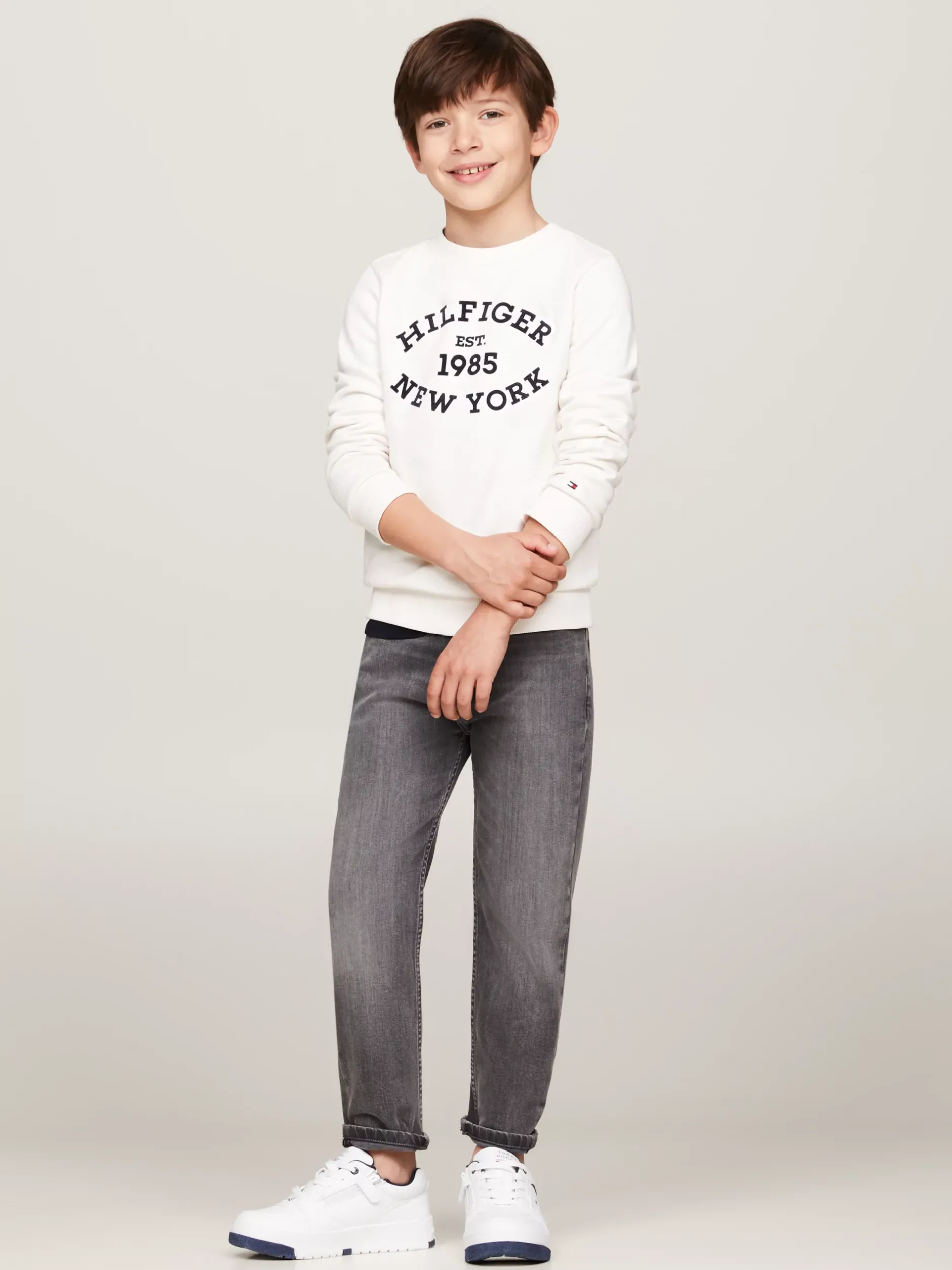 Bluzy Dresowe I Z Kapturem*Tommy Hilfiger Bluza Hilfiger Monotype Z Flokowanym Logo ANCIENT WHITE