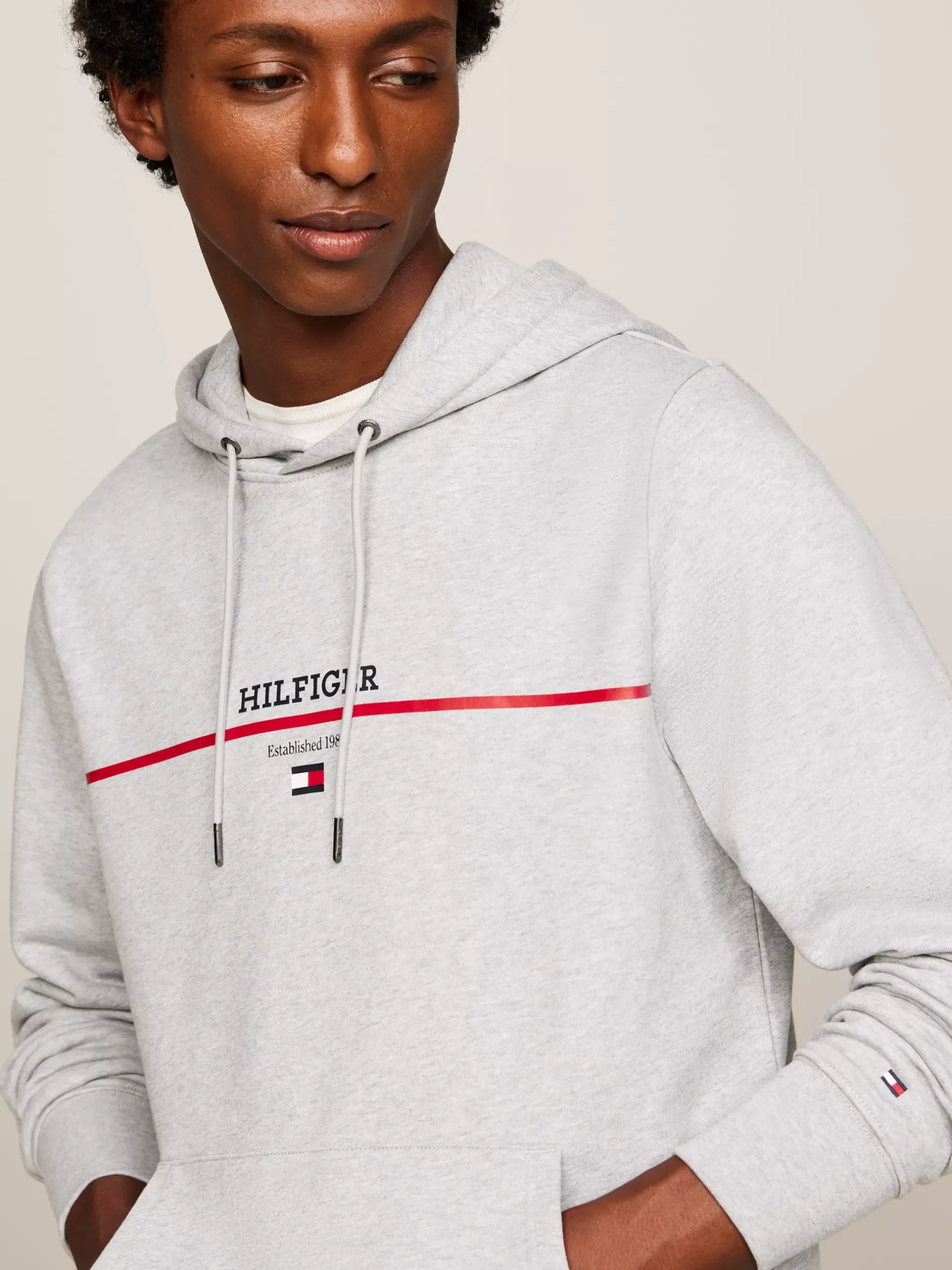 Bluzy Dresowe & Z Kapturem*Tommy Hilfiger Bluza Hilfiger Monotype Z Kapturem LIGHT GREY HEATHER