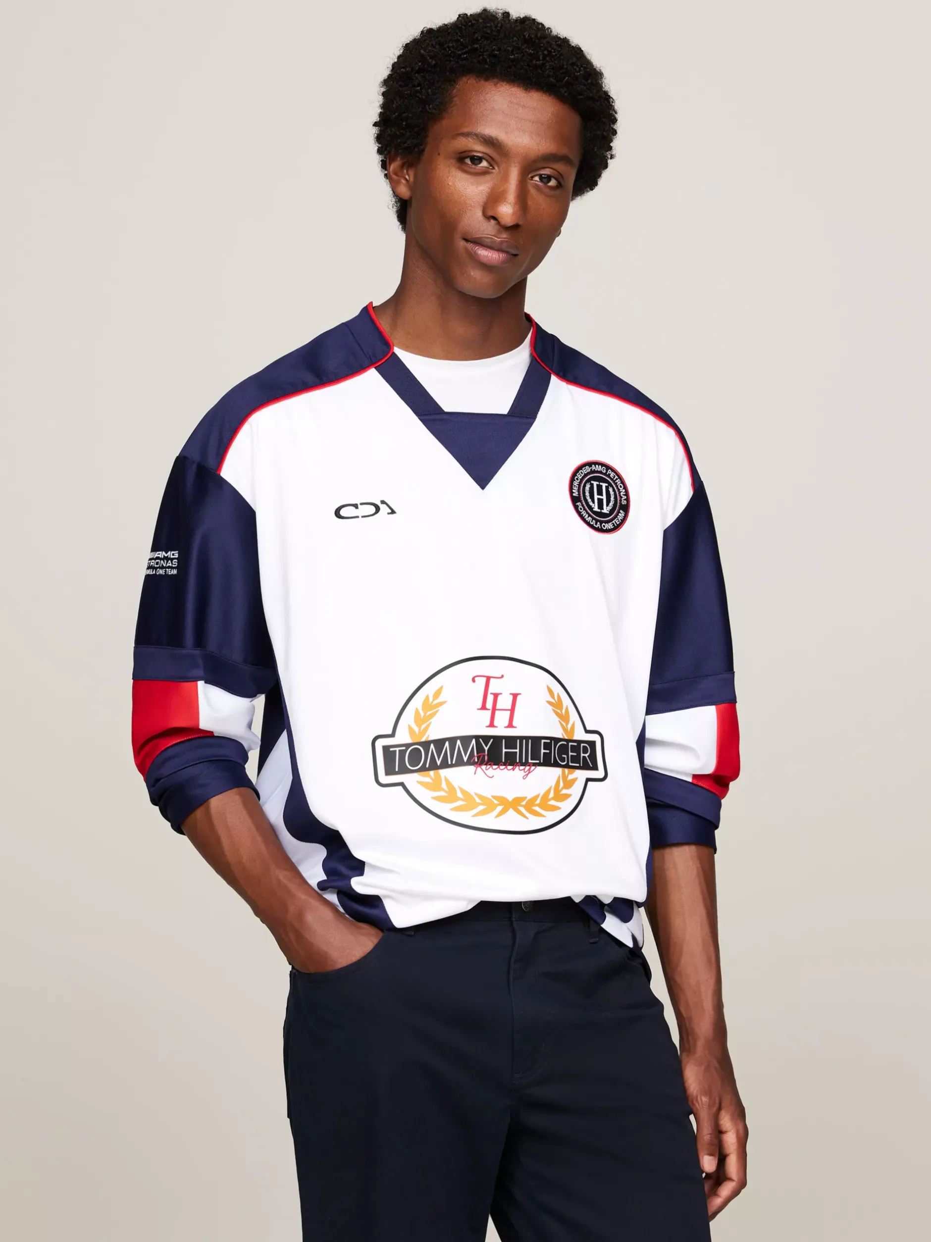 Bluzy Dresowe & Z Kapturem*Tommy Hilfiger Bluza Hokejowa Tommy X Mercedes F1 X CR WHITE