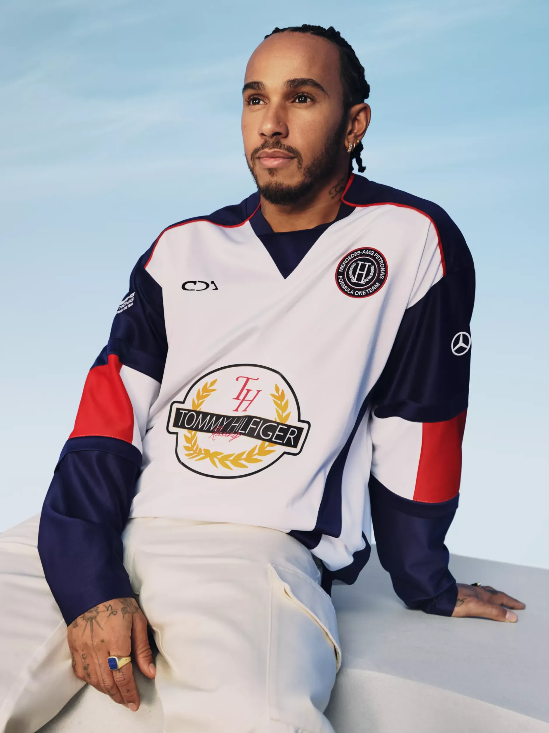 Bluzy Dresowe & Z Kapturem*Tommy Hilfiger Bluza Hokejowa Tommy X Mercedes F1 X CR WHITE