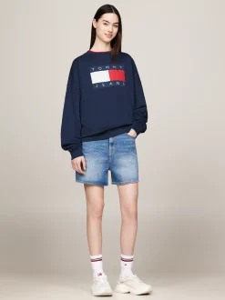 Bluzy Dresowe & Z Kapturem*Tommy Hilfiger Bluza O Kroju Oversize Z Flagą DARK NIGHT NAVY