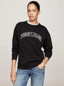 Bluzy Dresowe & Z Kapturem*Tommy Hilfiger Bluza O Luźnym Kroju Z Aplikacją Z Logo BLACK