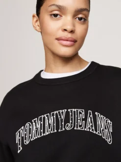 Bluzy Dresowe & Z Kapturem*Tommy Hilfiger Bluza O Luźnym Kroju Z Aplikacją Z Logo BLACK