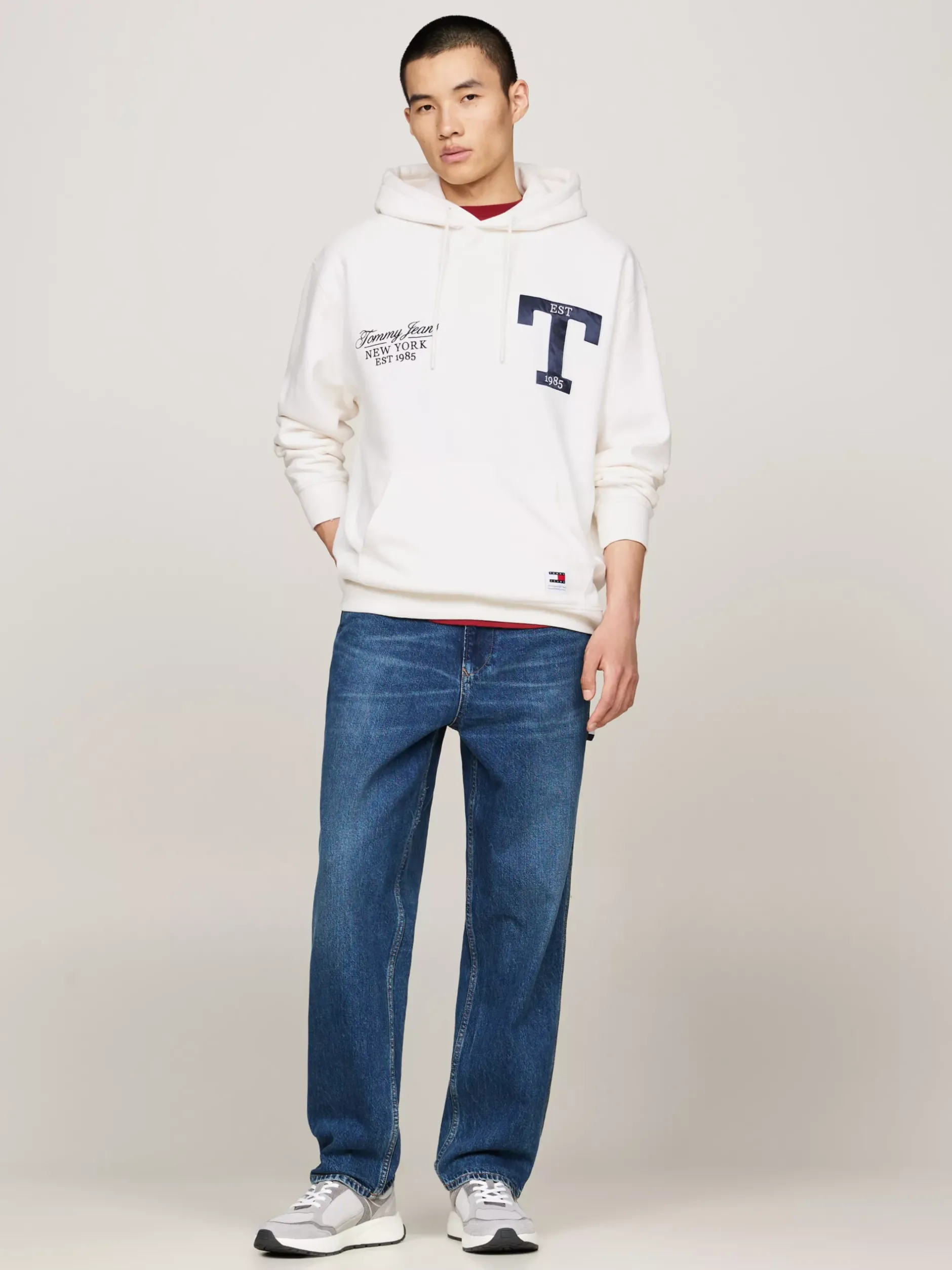Bluzy Dresowe & Z Kapturem*Tommy Hilfiger Bluza O Luźnym Kroju Z Kapturem ANCIENT WHITE
