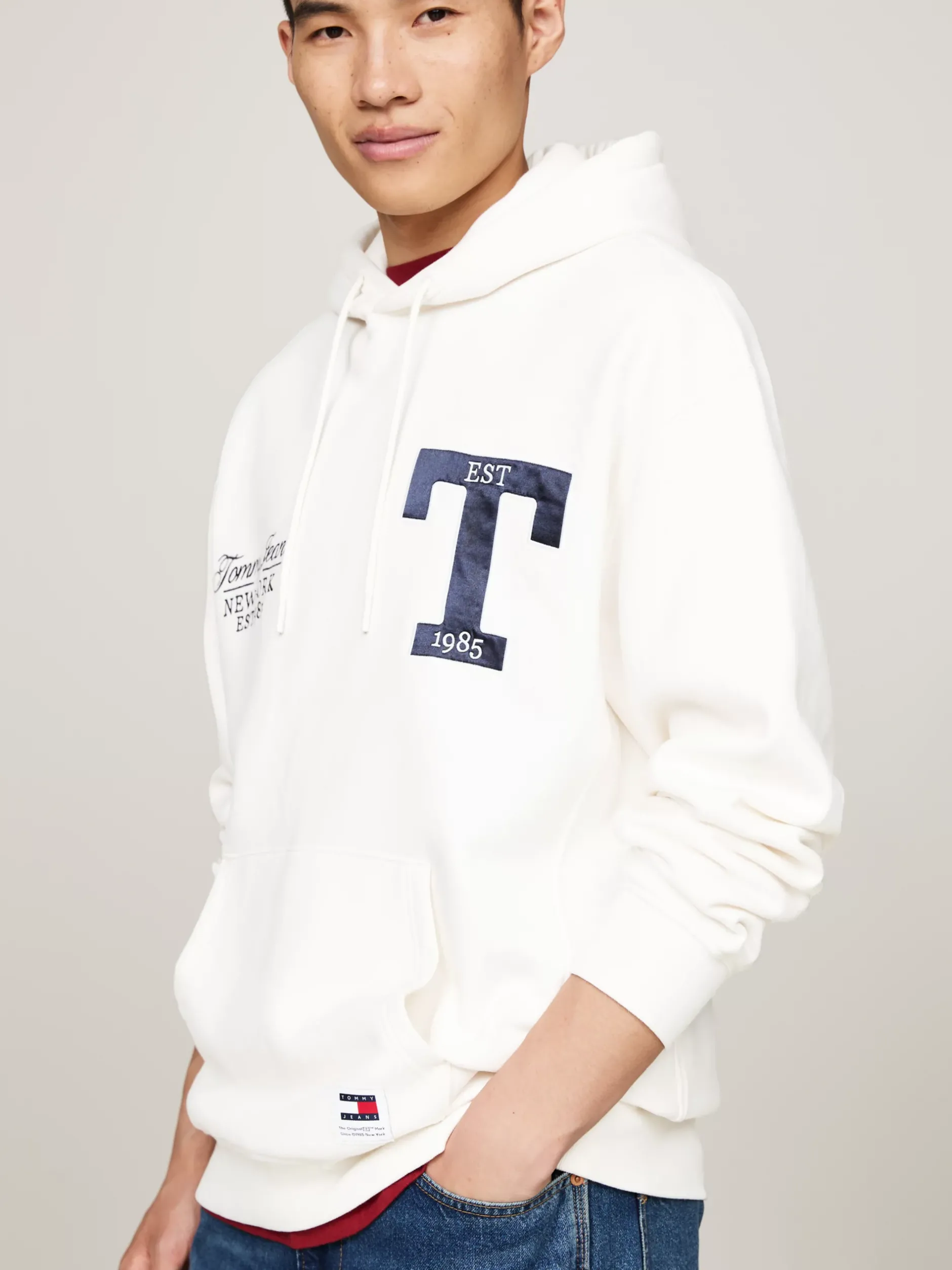 Bluzy Dresowe & Z Kapturem*Tommy Hilfiger Bluza O Luźnym Kroju Z Kapturem ANCIENT WHITE